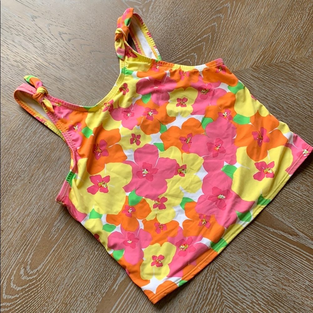 LILLY PULITZER Floral Orange Pink Tankini Swim Top